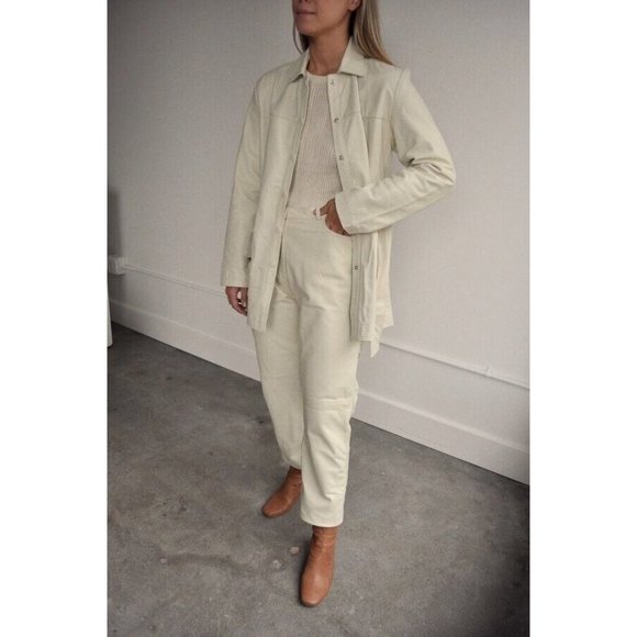 Tach Clothing Dilma Leather Pant Ivory Cream Straight Blogger - Picture 2 of 6